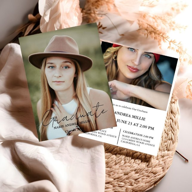 Convites Graduação de Fotografias do Formando de Caligrafia (Criador carregado)