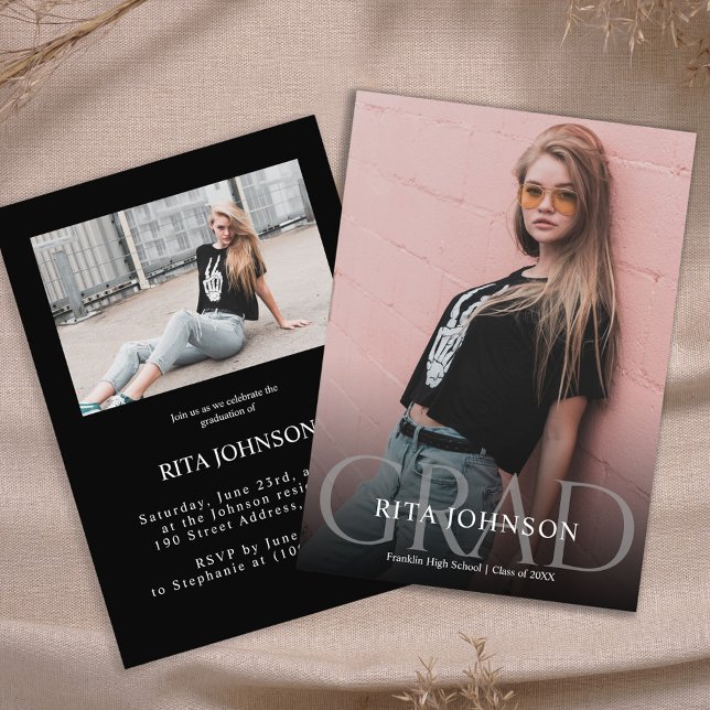 Convites Graduação de Fotografias do Formando do segundo gr (High School Graduate Party Photo Graduation Invitation)