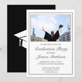 Convites Graduação de Fotografias Preto Branco Minimalista 