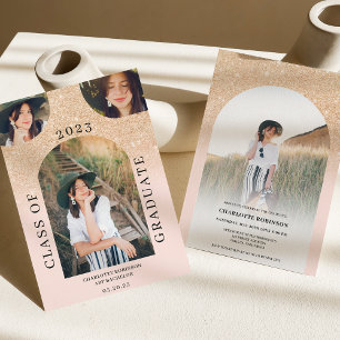 Convites Graduação de fotos a cor rosa-4 com arco de arco m