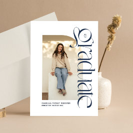 Convites Graduação de fotos azuis do marinho moderno