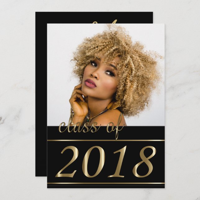 Convites Graduação de Fotos Clássica - 2018 (Frente/Verso)