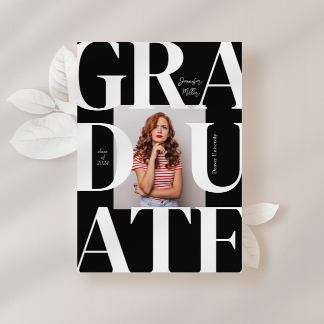 Convites Graduação de Fotos Clássica Moderna em Negrito (Criador carregado)