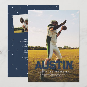 Convites Graduação de fotos com formando azul marinho