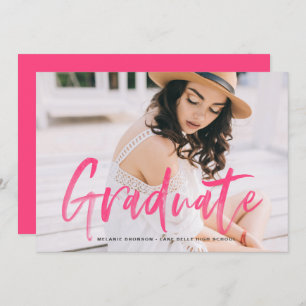 Convites Graduação de Fotos com Letra Aquosa Cor de Água Ro