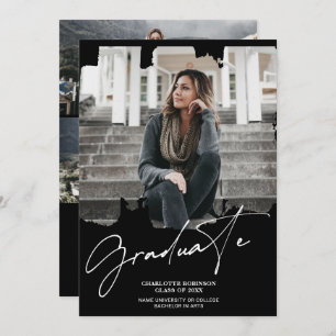 Convites Graduação de fotos com script de formando preto br