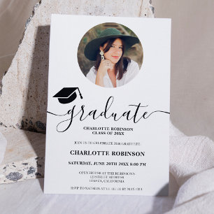 Convites Graduação de fotos com script de formando preto si
