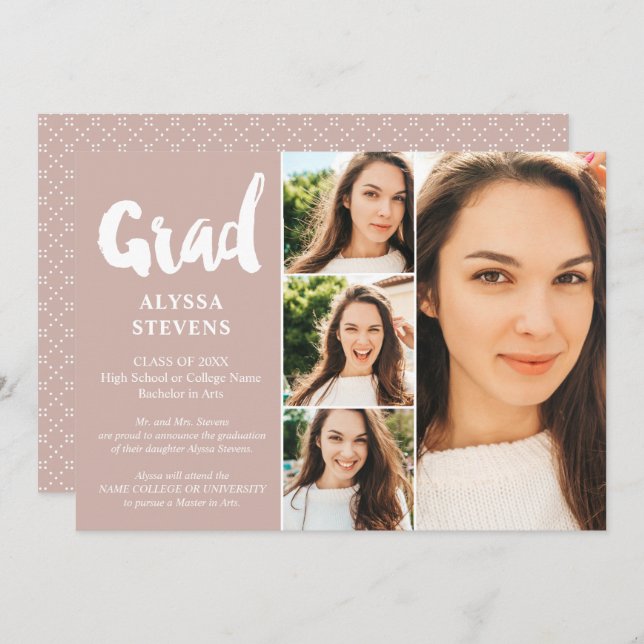 Convites Graduação de fotos com script simples de Formando  (Frente/Verso)