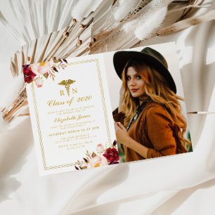 Convites Graduação de fotos da escola de enfermagem floral