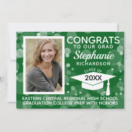 Convites Graduação de Fotos de Bolhas Verdes Modernas