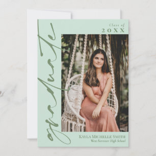Convites Graduação de Fotos de Caligrafia de Mint e Watercr