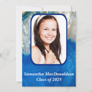 Convites Graduação de fotos de cristal azul