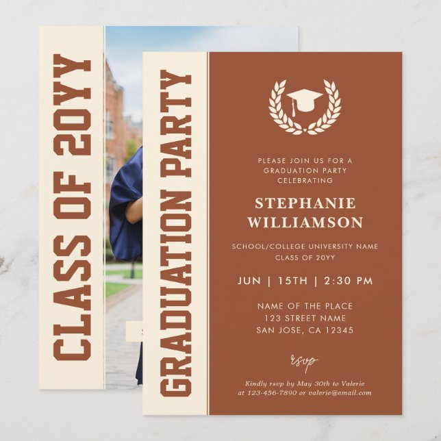 Convites Graduação de Fotos de Formando Moderno e Elegante (Frente/Verso)