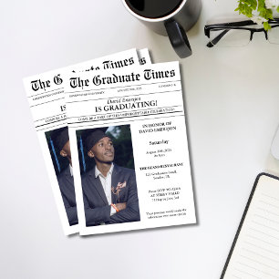Convites Graduação de fotos de jornal única moderna