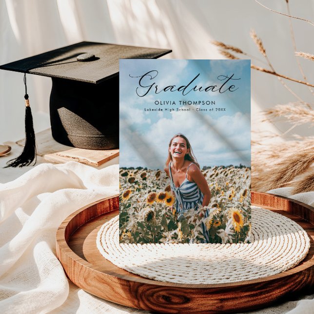 Convites Graduação de Fotos de Script Feminina Moderna (Criador carregado)