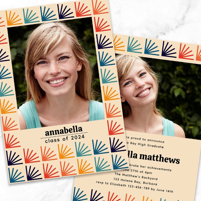 Convites Graduação de Fotos do Padrão de Retro do meio sécu (Criador carregado)