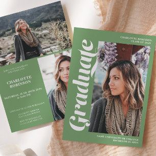 Convites Graduação de fotos do roteiro 3 do formando verde