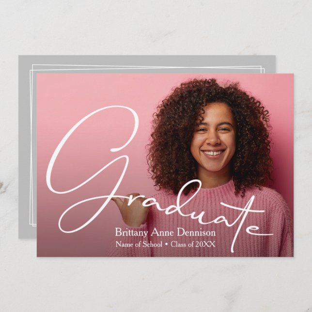 Convites Graduação de Fotos do Script Chic (Frente/Verso)