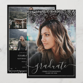 Convites Graduação de fotos do script de borda do Silver co