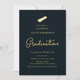 Convites Graduação de Fotos Elegante por Caligrafia Verde E