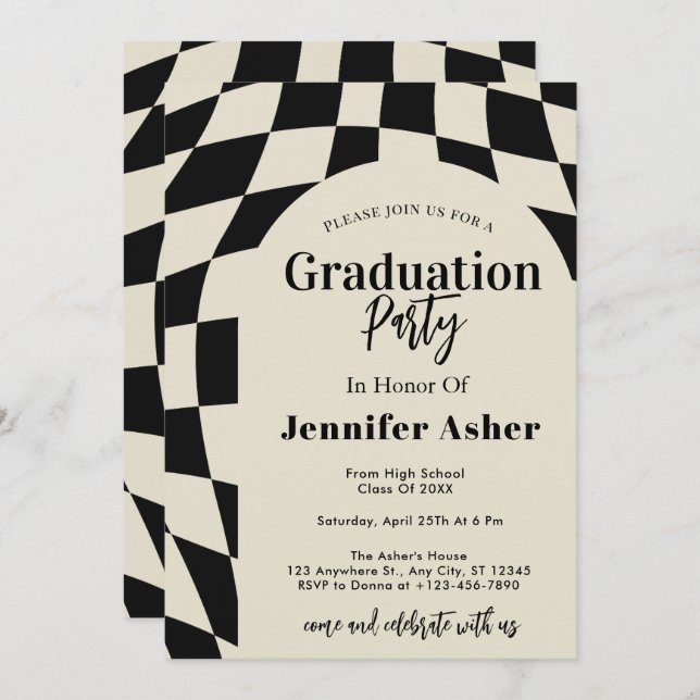 Convites Graduação de fotos em arco controlado com Marinho  (Frente/Verso)