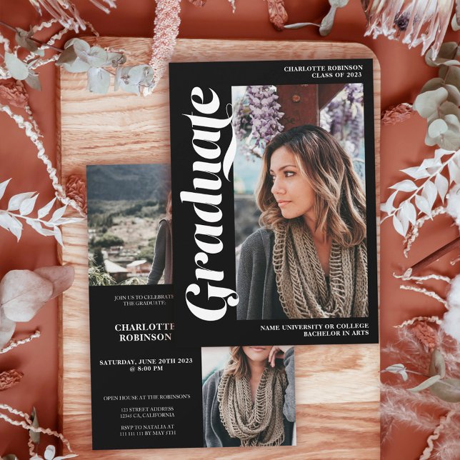 Convites Graduação de fotos em branco no script de formando (Criador carregado)