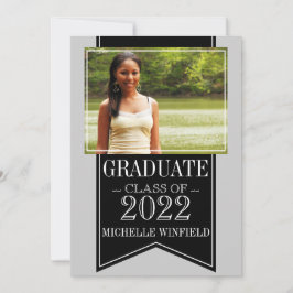 Convites Graduação de Fotos em Cores de Escola Preta da Fit