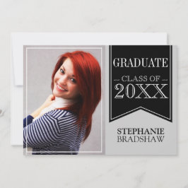 Convites Graduação de Fotos em Cores de Escola Preta da Fit