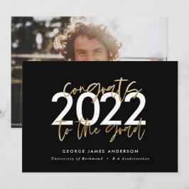 Convites Graduação de fotos em preto-e-ouro moderno