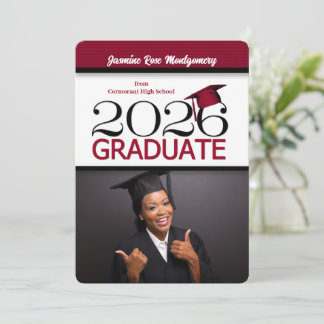 Convites Graduação de fotos em preto e vermelho 2025