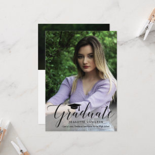 Convites Graduação de Fotos Frente/Traseira de Script de Ti