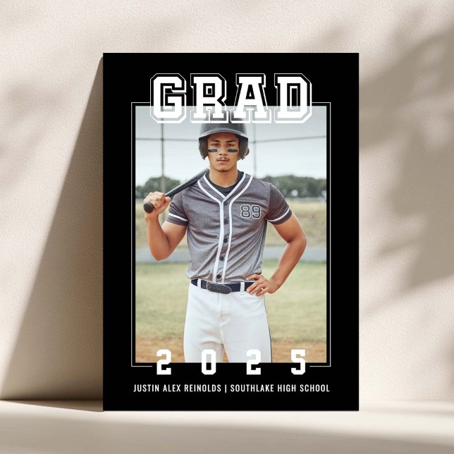 Convites Graduação de Fotos Moderna em Negrito (Criador carregado)