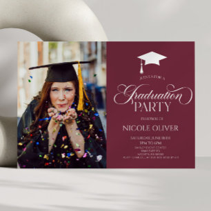 Convites Graduação de Fotos Personalizada Mínima Elegante