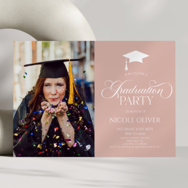 Convites Graduação de Fotos Personalizada Mínima Elegante (Criador carregado)