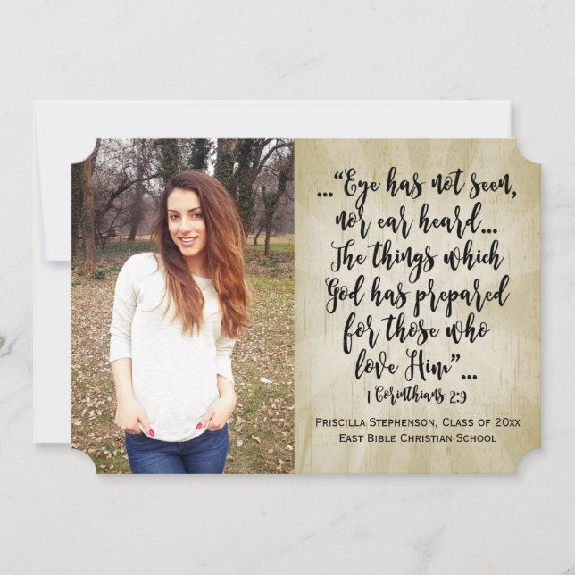 Convites Graduação de Fotos Versa da Bíblia Cristã Corinthi (Frente)