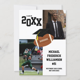 Convites Graduação de futebol Black and White