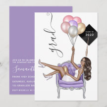 Graduação de Garota Americana Negra e Roxa