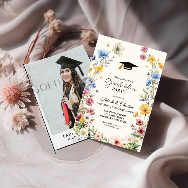 Convites Graduação de Gêmeos do Jardim dos Prados de Flores (Criador carregado)