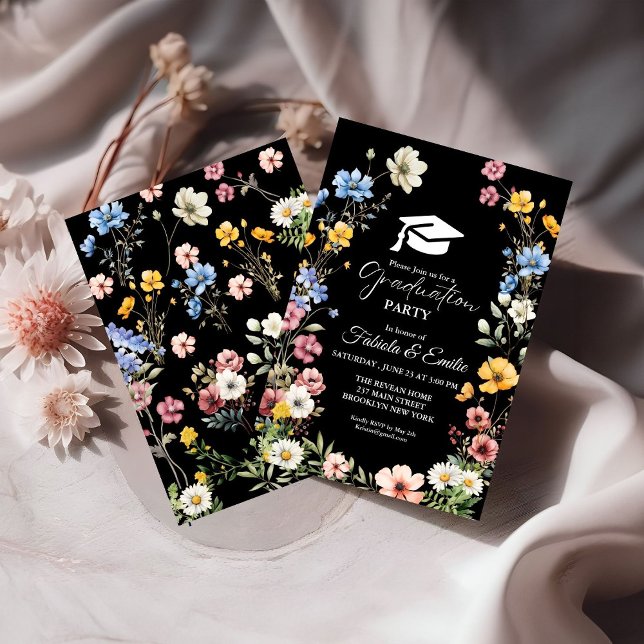 Convites Graduação de Gêmeos do Jardim dos Prados de Flores (Criador carregado)
