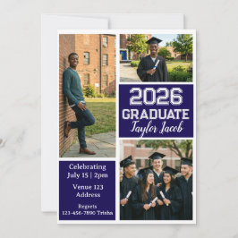 Convites Graduação de Imagem Colorida Editável Minimalista