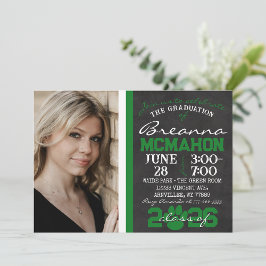 Convites Graduação de Impressão de Paw Verde e Branco 2 Fot