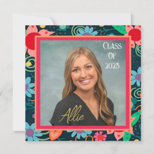 Convites Graduação de Inspirividade Floral bonito Personali