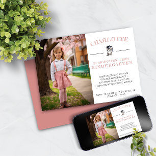 Convites Graduação de jardim de infância rosa e geleia