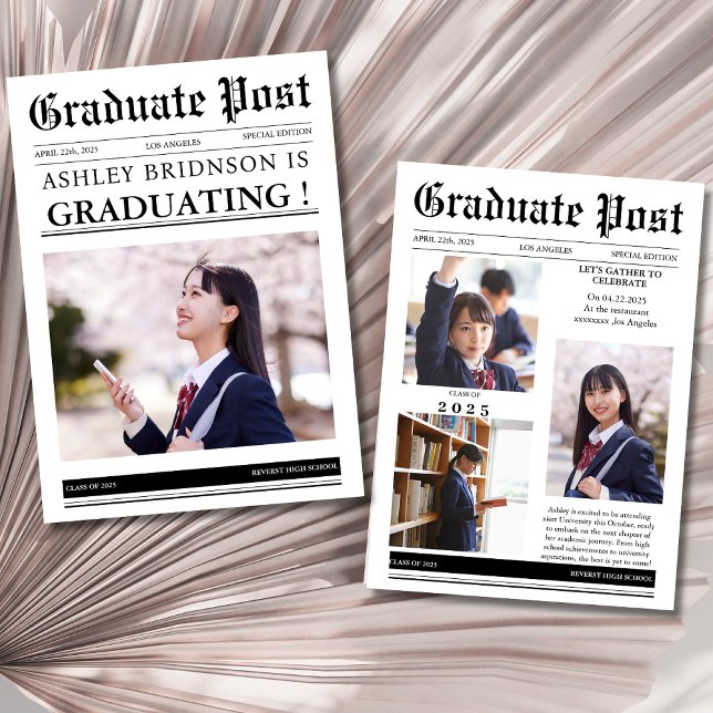 Convites Graduação de jornal única moderna (Criador carregado)