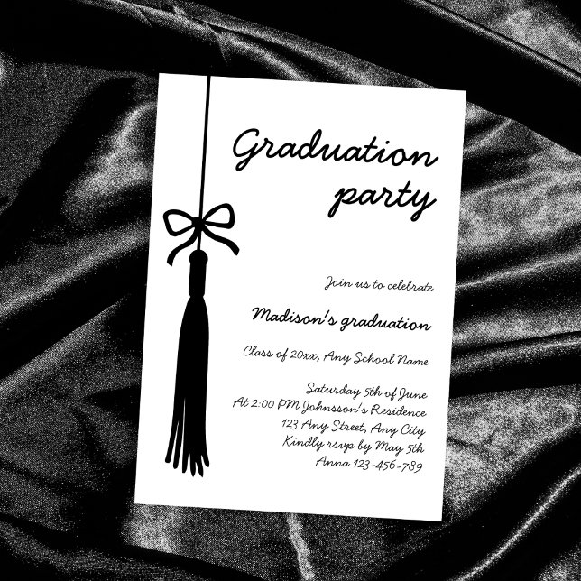 Convites Graduação de Letra 2025 com Letra Manuscrita do Ar (Coquette Bow Handwritten Font 2025 Graduation Invitation)