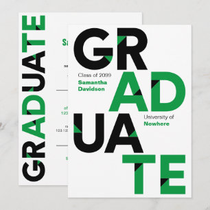 Convites Graduação de letras grande e grande cor verde