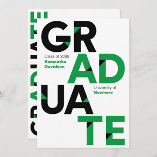 Convites Graduação de letras grande e grande cor verde