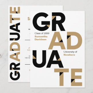 Convites Graduação de letras grandes e grandes escuras pret