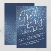 Graduação de Mão Glitter Glitter Azul Marinho Chic