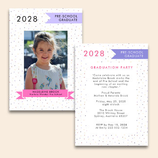 Convites Graduação de Menina da PRÉ-ESCOLA Foto em 2025